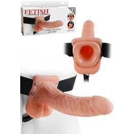 18,9 x 4,3 cm Fetish Fantasy – Hollow Strap-On with Balls flesh Umschnalldildo
