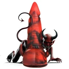 19 x 5 cm – Horny Devil Demon Dildo – red/black