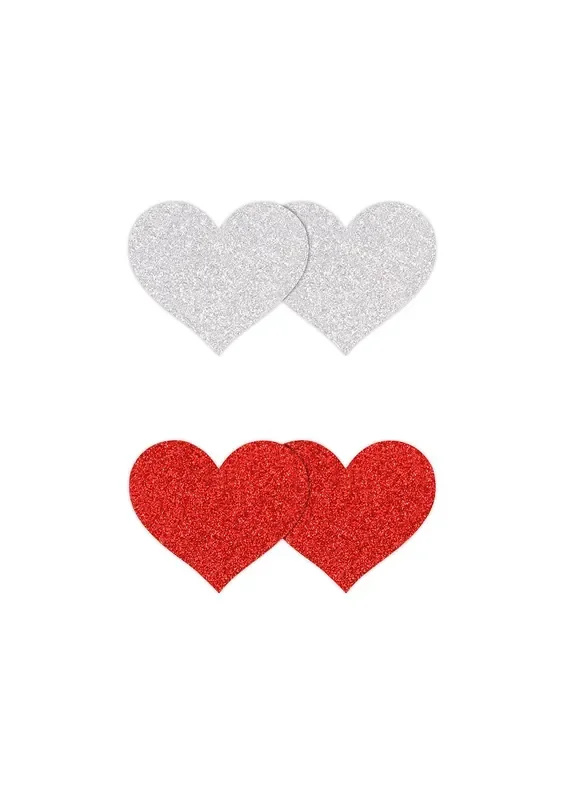 2 Paar Glitzer-Nippelsticker Herz