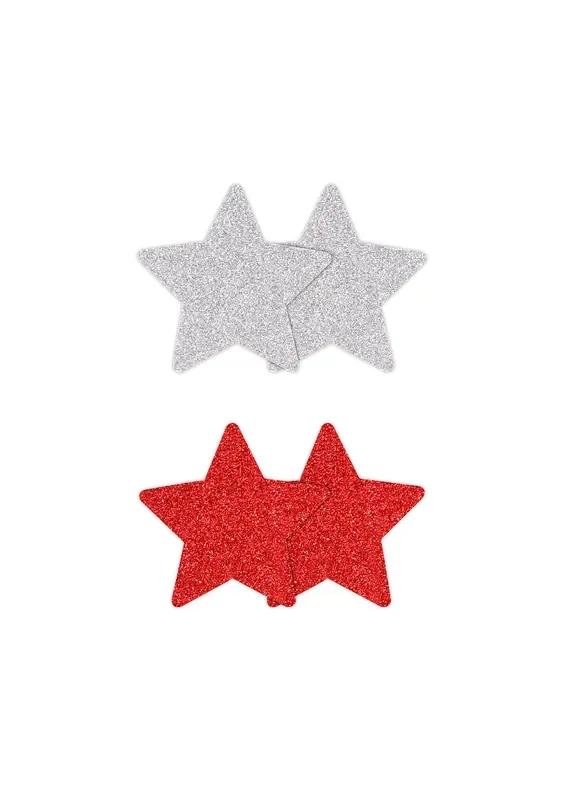2 Paar Glitzer-Nippelsticker Stern