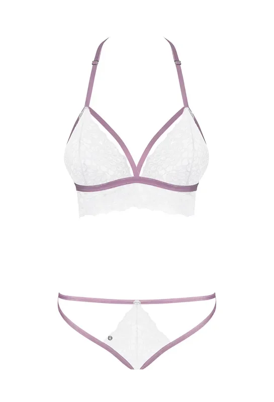2-teiliges Dessous Set mit elastischen Riemchen in weiß
