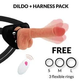 20,9 x 4 cm Cyber Silicock Master Rick Remote Control Vibrator with Strap-On Harness flesh