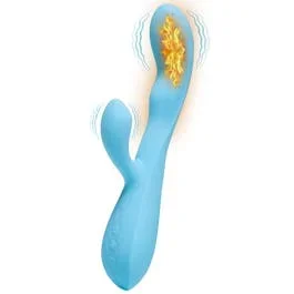 23 x 3,5 cm – Double Fun – Rabbit-Vibrator mit Heizfunktion – light blue
