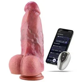 24 x 7,5 cm – Hugh Fuckman – realistischer Dual-Density Dildo mit Vibration – App & Remote – tan