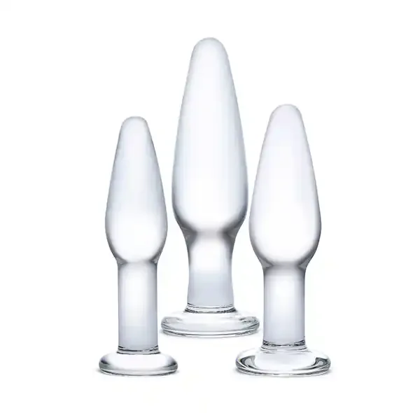 3-er Set Glas-Analplugs