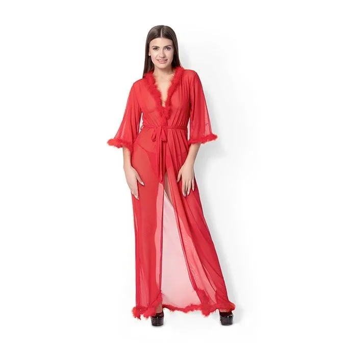 ‚Marabou Trimmed Robe‘, 3 Teile