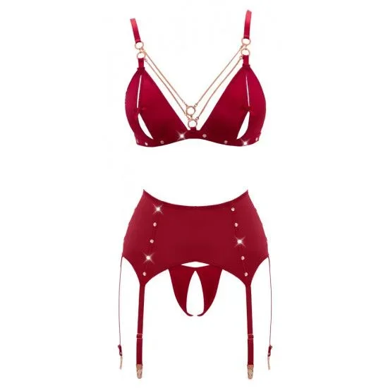 Abierta Fina – Funkelndes Kettendessous-Set (Rot)