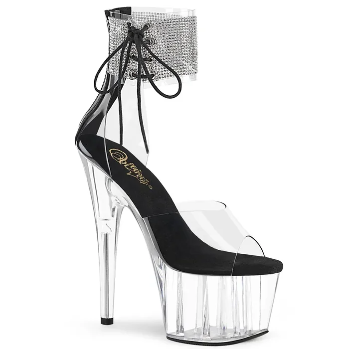ADORE-724RS (High Heel Größe 9 – Gr. 39, High Heel Farbe Transparent / Schwarz)