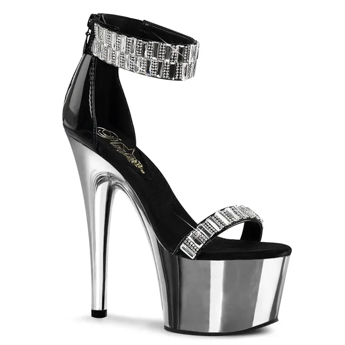 Adore-769RS (High Heel Größe 8 – Gr. 38, High Heel Farbe Schwarz / Silber Chrom)