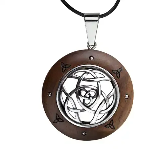 Anhänger ‘Keltischer Knoten‘ Holz und Edelstahl