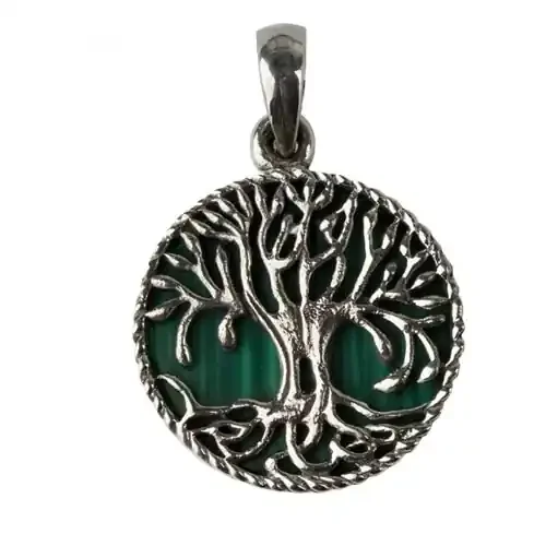 Anhänger ‘Lebensbaum‘ 925 Silber mit Malachit