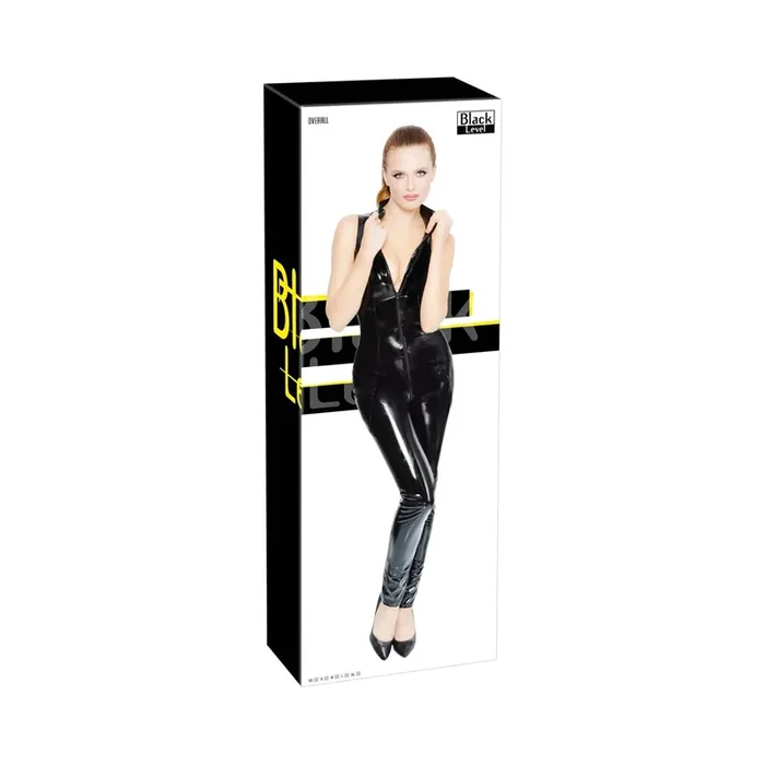 Ärmelloser Overall aus Lack – Schwarz Größe-XS