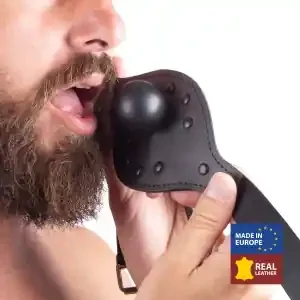 Aufblasbarer Knebel aus Leder/Latex Ball