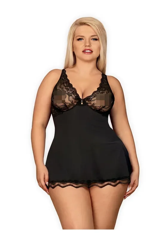 Babydoll mit Spitze schwarz