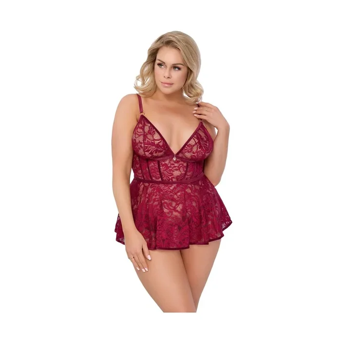 Babydoll und Slip ouvert „ROT“ – Größe – 3XL