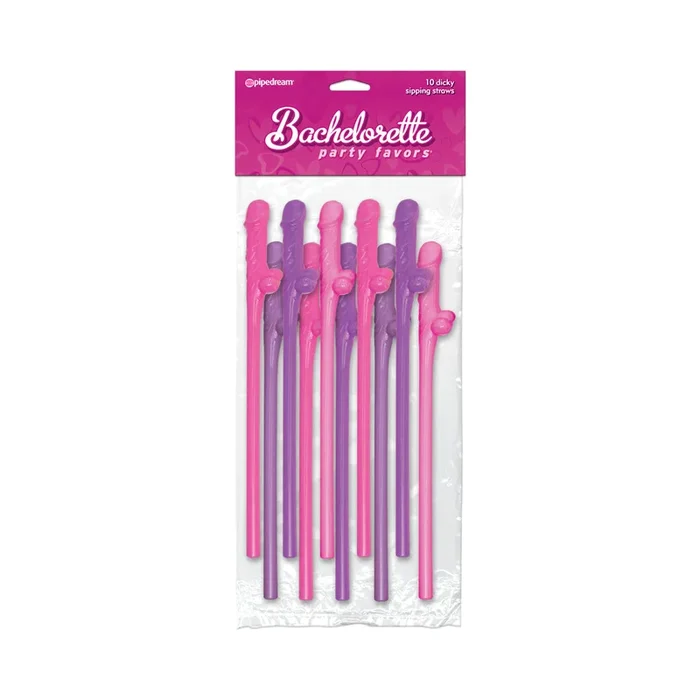 Bachelorette Party Favors Dicky Sipping Straws – Asst. Colors Pack of 10