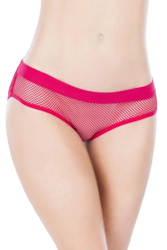 Backless Red Fishnet Hipster Panty in OS