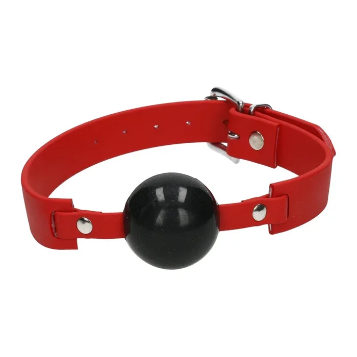 Ballknebel aus Biothane mit Silikonball – rot/schwarz