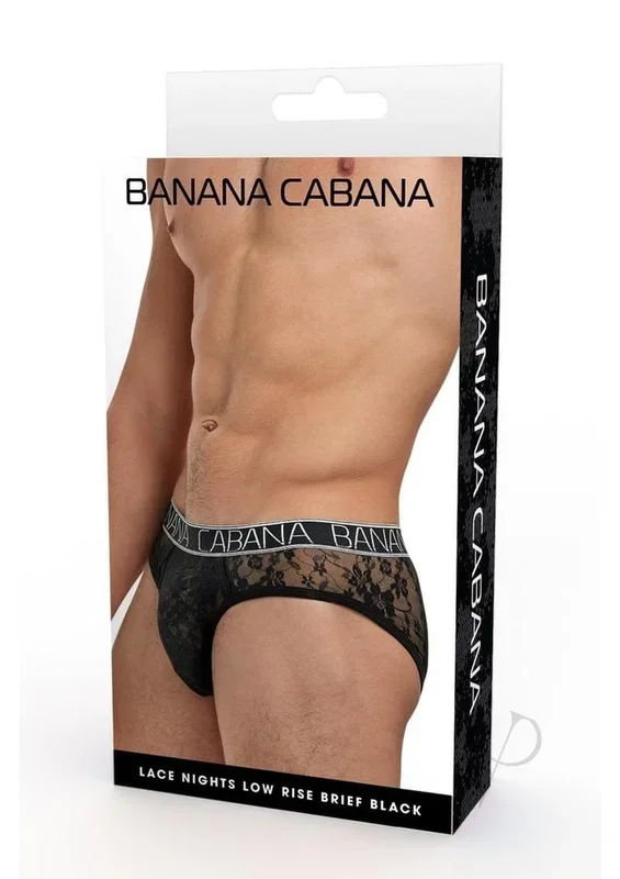 Banana Cabana Lace Nights Low Rise Brief – LG/XL – Black