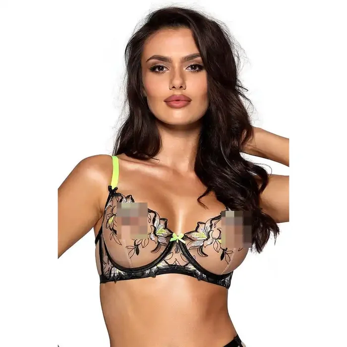Bezaubernder Soft-BH aus zarten Materialien beige-schwarz (Cup 75E)