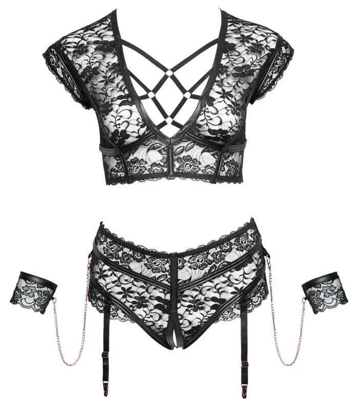 BH plus Straps-Slip ouvert inklusive Handfesseln Cottelli BONDAGE