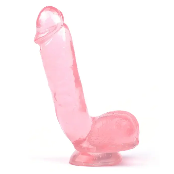 Big Dildo mit Standfuß – pink transparent