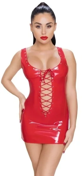 Black Level – Lack-Minidress mit Schnürung (Rot) – 2XL