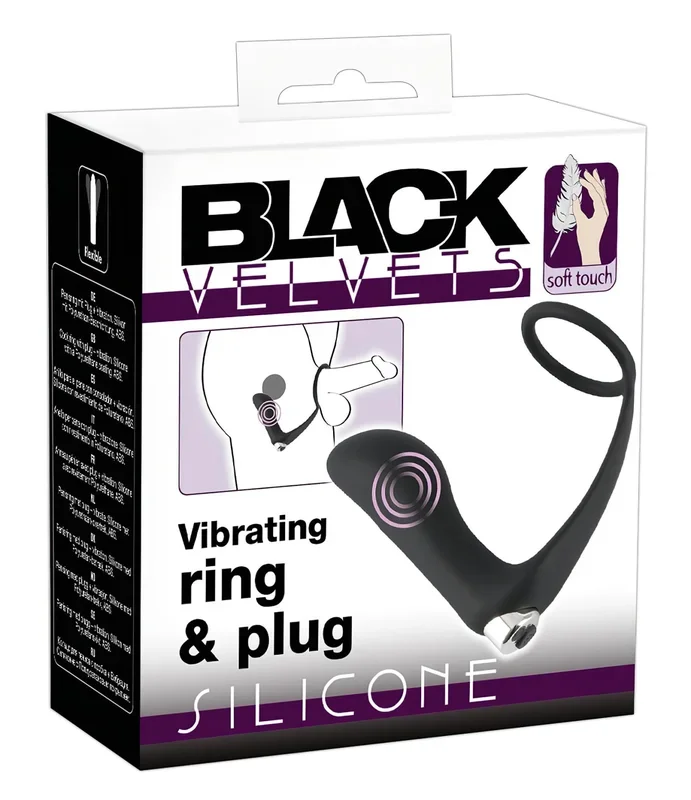 Black Velvet – Analvibrator mit Penissring (schwarz)