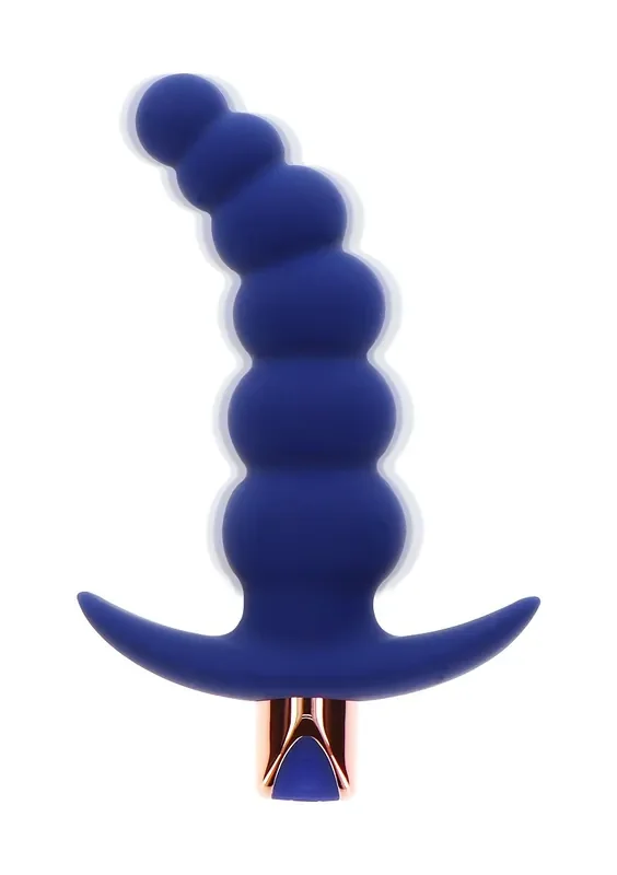 Blauer, geperlter Vibrations-Anker-Analplug