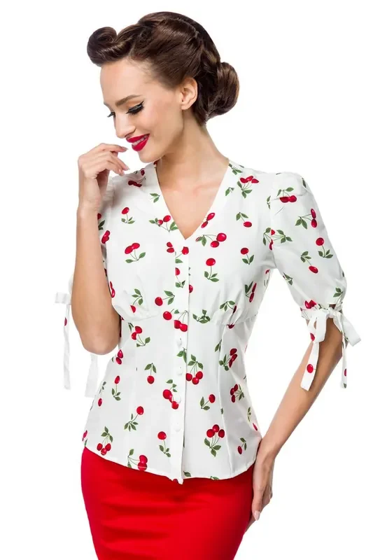 Bluse mit Kirschenmuster