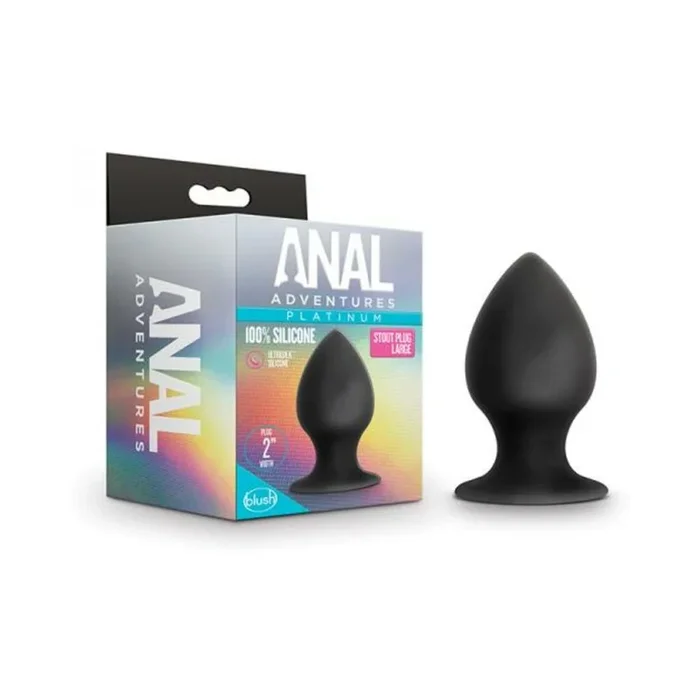 Blush Anal Adventures Platinum Silicone Anal Stout Plug – Medium Black
