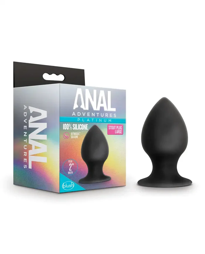 Blush Anal Adventures Platinum Silicone Anal Stout Plug – Large Black
