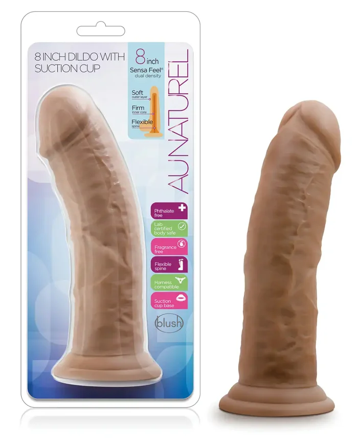 Blush Au Naturel 8″ Dildo w/Suction Cup – Mocha