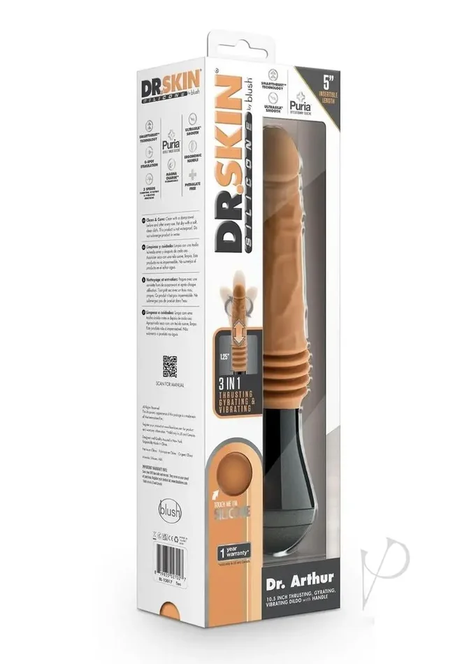 Blush Dr. Skin Silicone Dr. Arthur Thrusting Gyrating Vibrating Dildo – Tan
