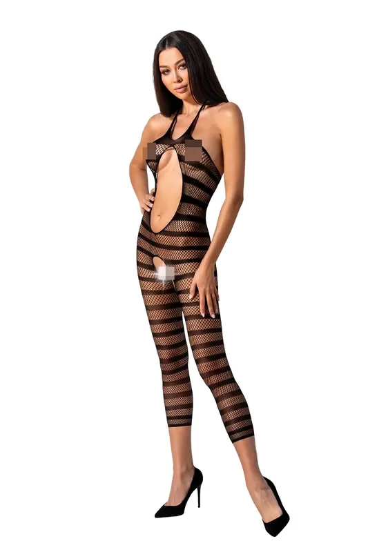 Bodystocking mit Streifenmuster ouvert