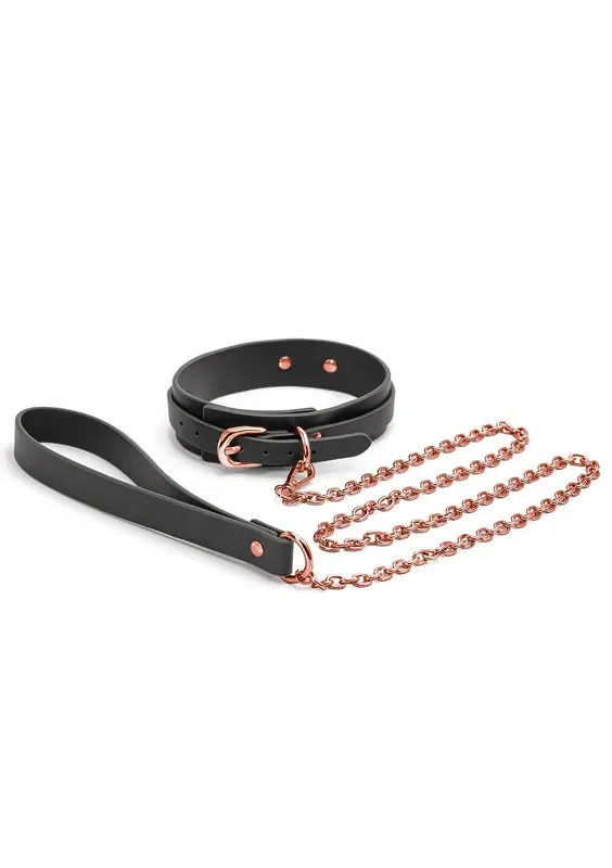 Bondage Couture Halsband und Leine – Schwarz