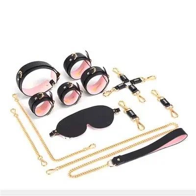 Bondage Set Schwarz-Pink
