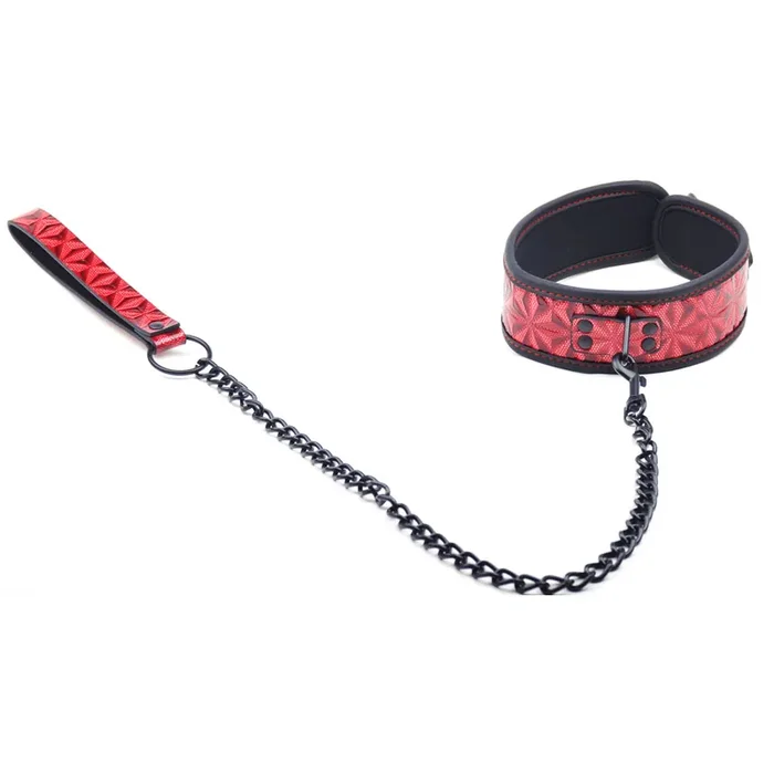 Bondagehalsband mit Leine – rot
