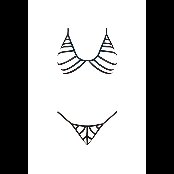 Bra and G-String Set with Straps – S/M – Black