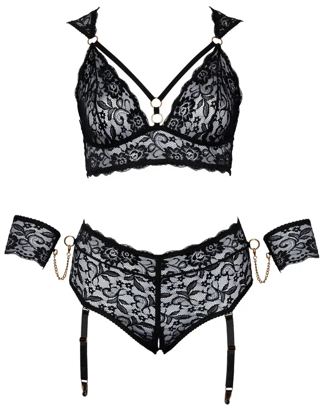 Bralette plus Straps-Slip ouvert inklusive Armfesseln Cottelli BONDAGE
