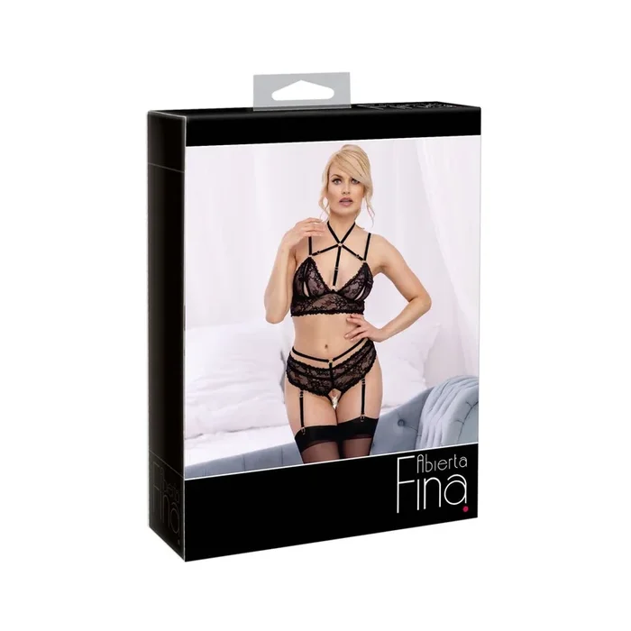 Bralette und Straps-Slip ouvert im Set Größe-S