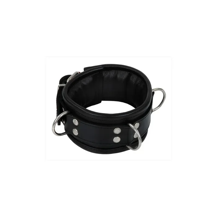 Breite Halsfessel aus Nappaleder – schwarz