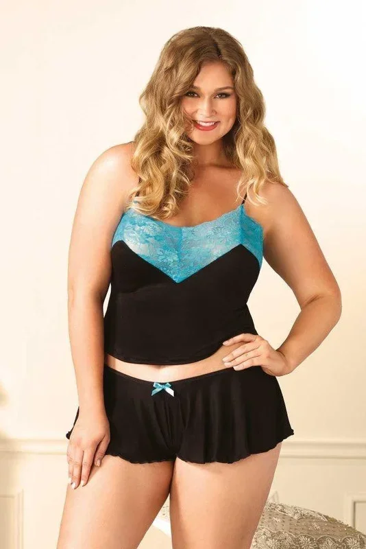Brushed Jersey Cami & Flutter Boyshorts in 3X/4X