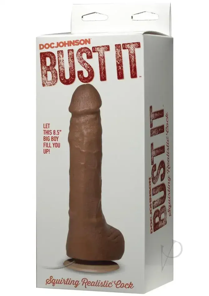 Bust It Squirting Realistic Cock w/1 oz Nut Butter – Brown
