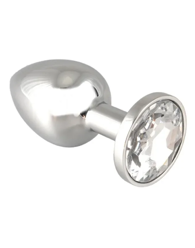 Buttplug aus massiv Edelstahl mit Kristall