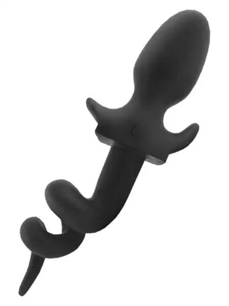 Buttplug mit Ringelschwanz- schwarz