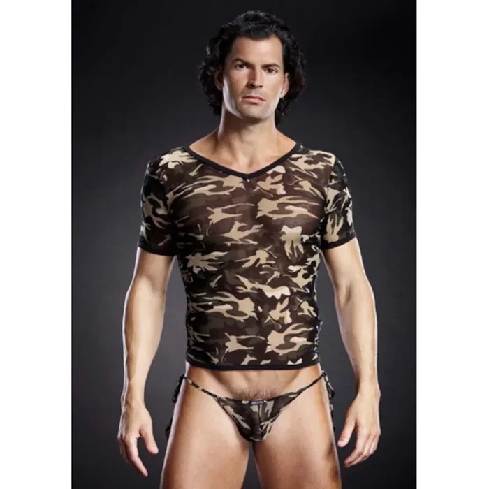 Camouflage T-Shirt V-Ausschnitt