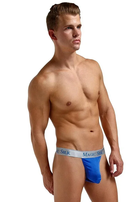 Cobalt Blue Silk Micro Thong in XL