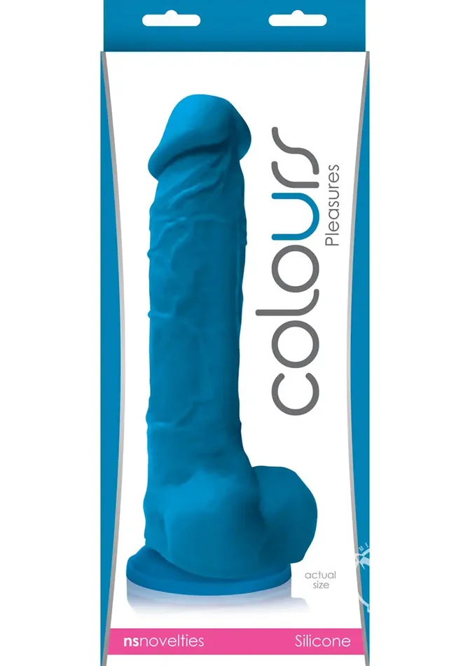 Colours Pleasures 8″ Dildo w/Suction Cup – Blue