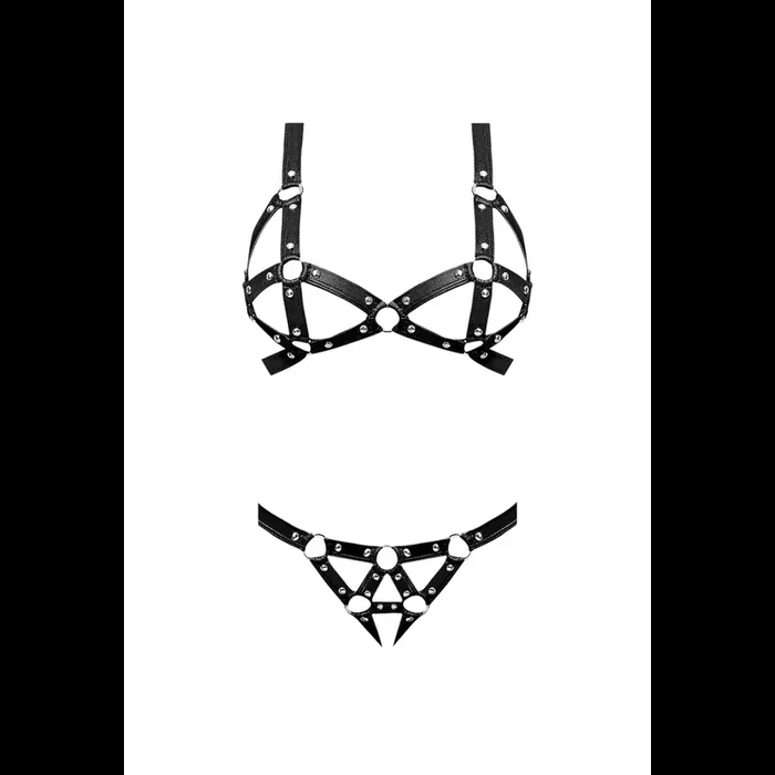Concordia – Sexy Imitation Leather Bra and Panties with Studs – 2X